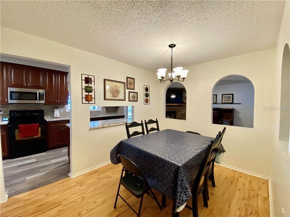 Dining Room with pass thru window to kitchen