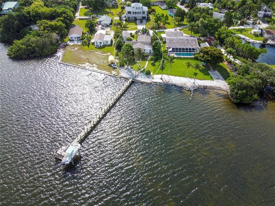 Aerial view of dock and boat lift