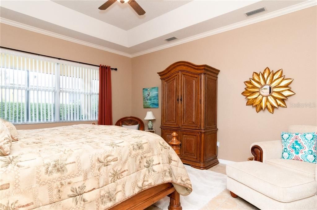 Master bedroom is bright and roomy