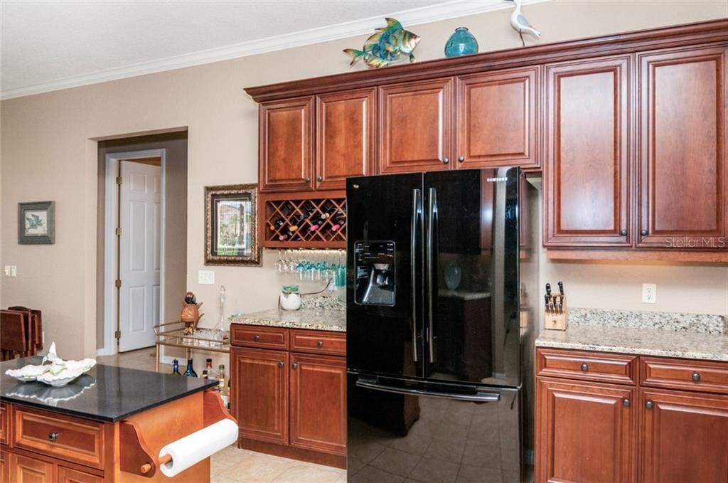 Refrigerator with great upgraded cherry cabinets