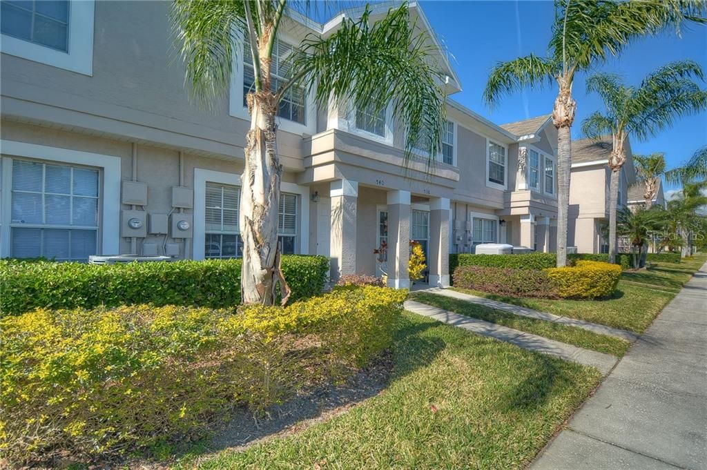 Mature landscape at front door entry