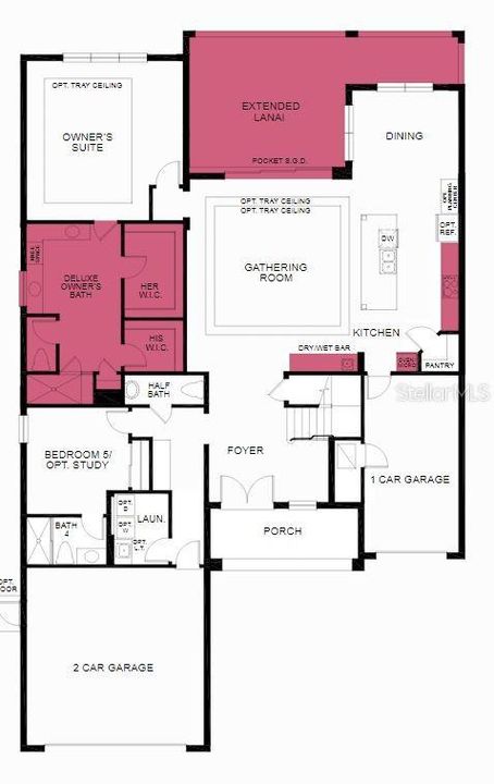 Structural options added at 3351 Current Avenue include: Extended Covered Lanai, Tray ceiling package, Gourmet kitchen with Built-in Stainless Steal Appliances, Deluxe Owner's Bath with separate closets, 8' interior doors, Pocket Sliding Glass door at Gathering room.
