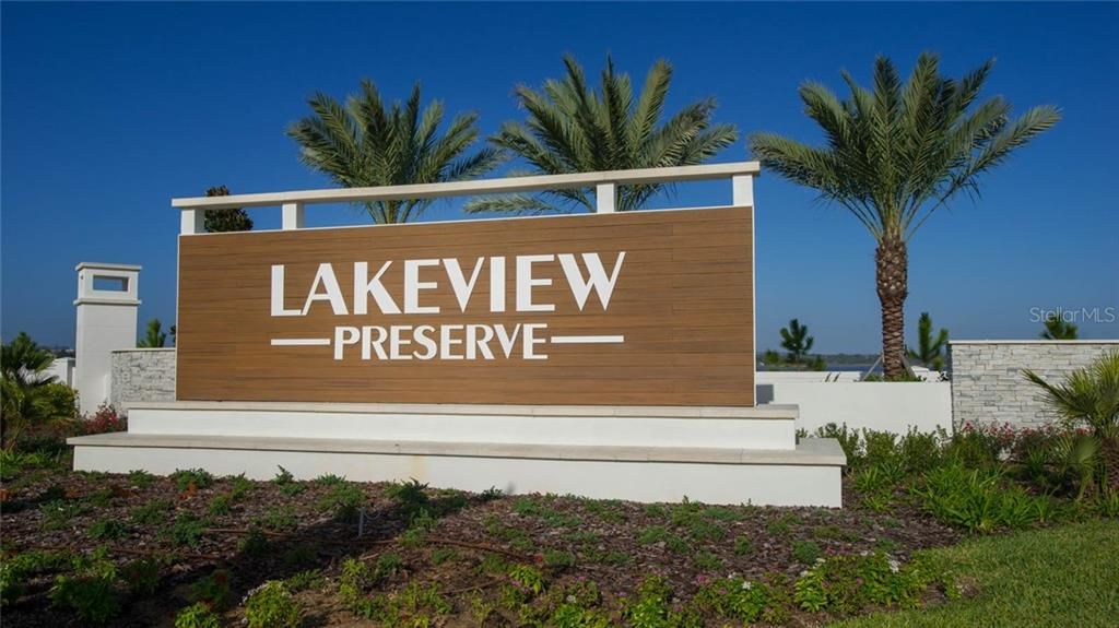 Welcoming entrance at Lakeview Preserve community!