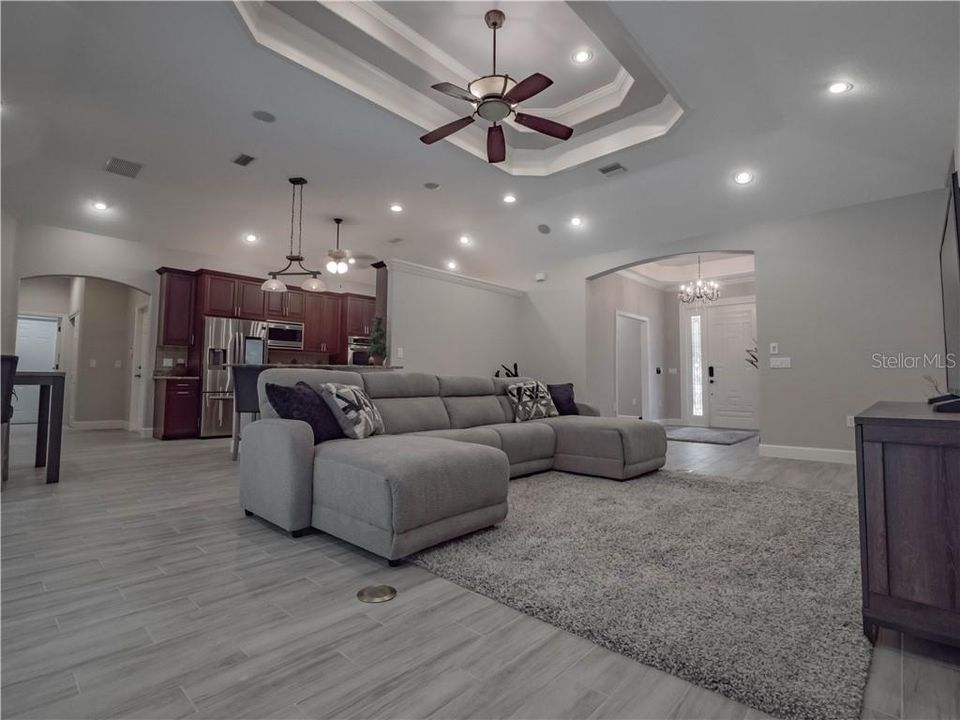 View of the living room and kitchen from the In Law / guest flex room.