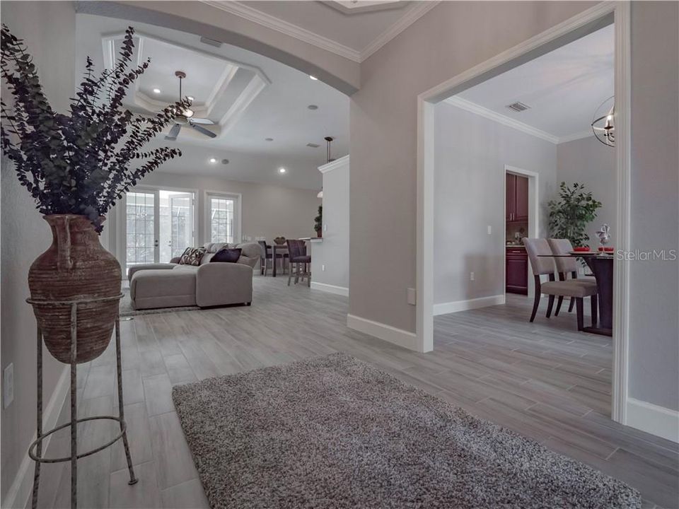 Formal dinning to the left of the entry with the living room