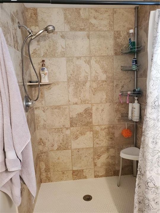 Master bath has shower only.
