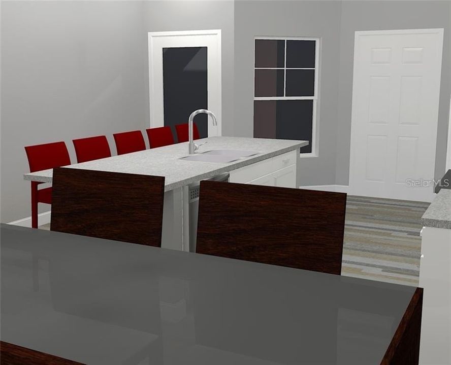 Artist rendering of kitchen/dining combo. Options available.
