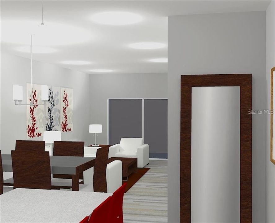 Artist rendering of dining area. Options available.