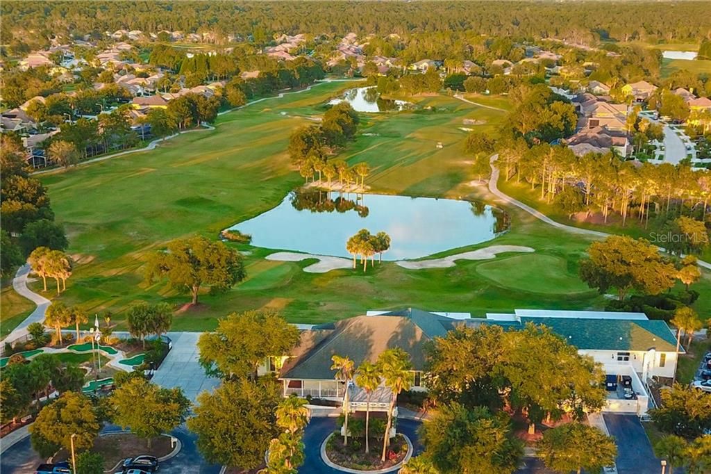 Aerial view of the Plantation Palms golf course & clubhouse.