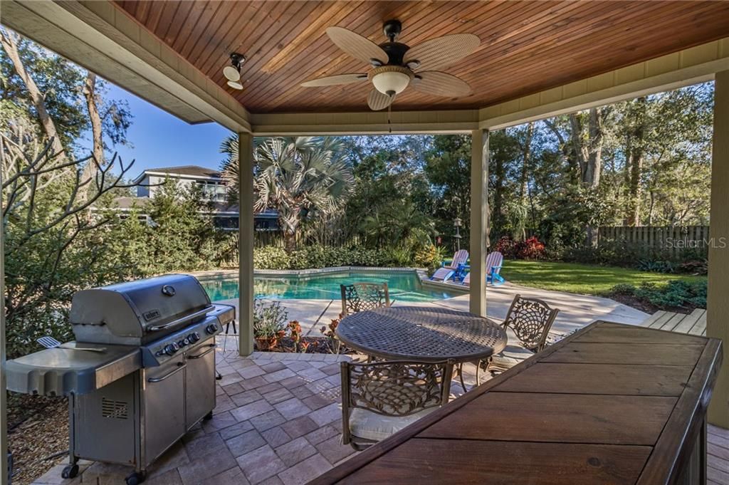 Space for grilling and outside dining on the covered patio