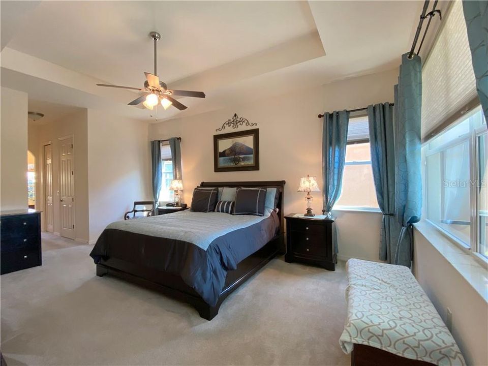 MASTER BEDROOM WITH TREY CEILING AND CEILING FAN