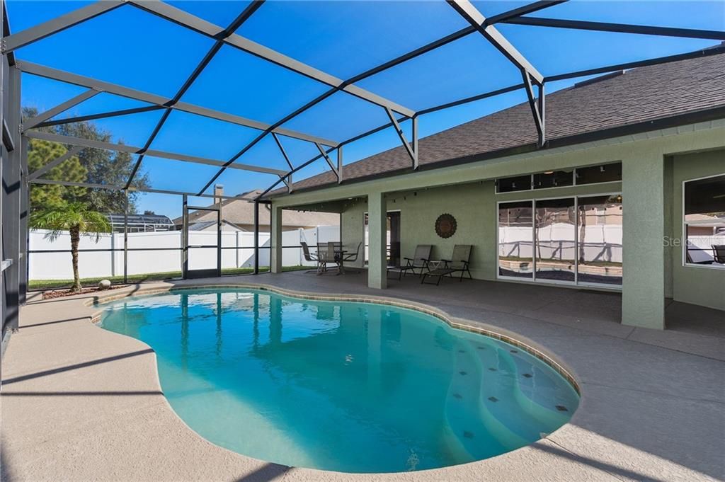 Salt Water Pool with a Covered Lanai