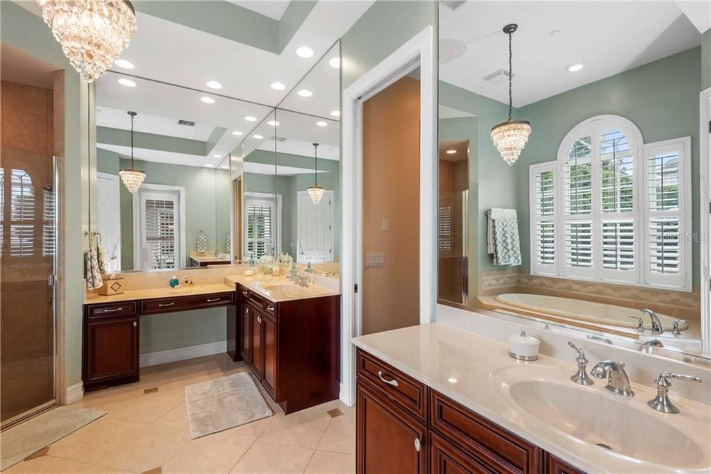 Master Bath with Dual Sinks and Custom Cabinets