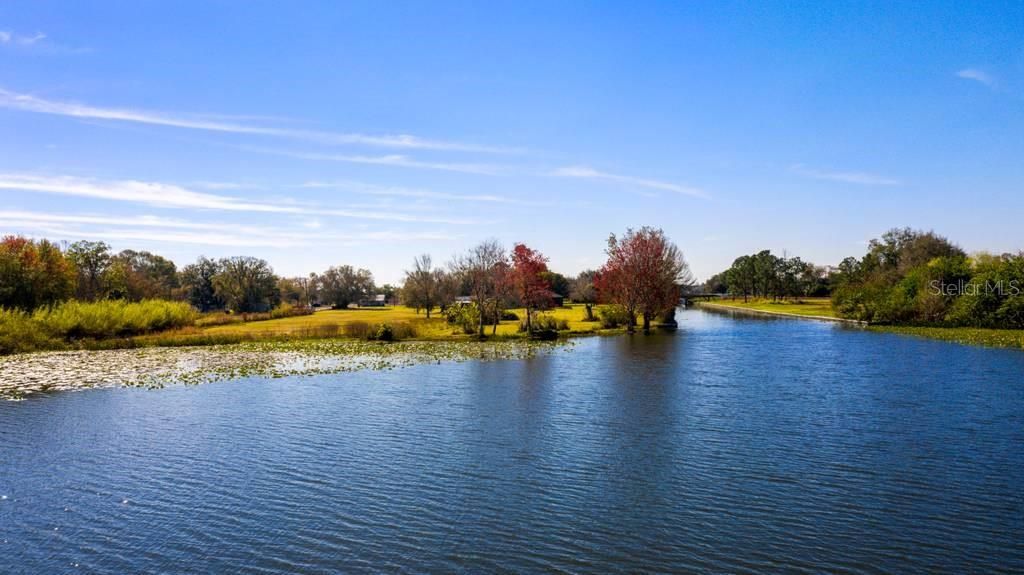 View from Lake May looking up to house and canal