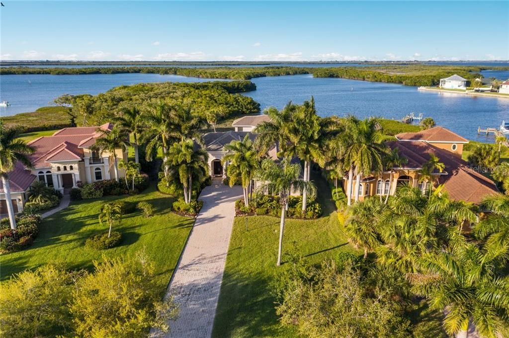 Aerial with water views.