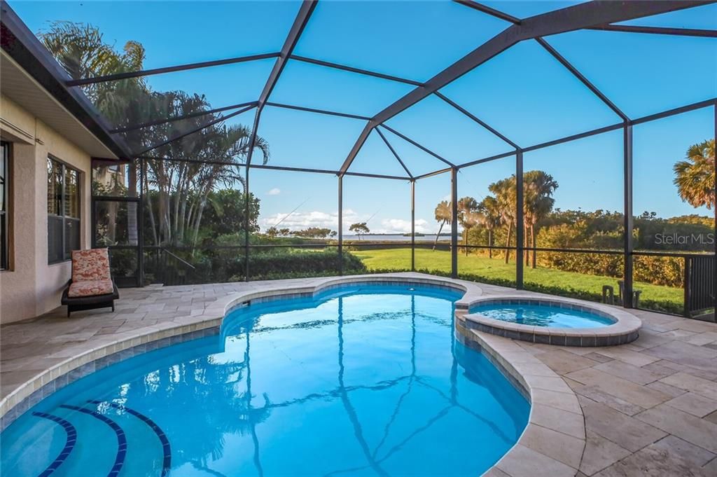 Pool and spa overlooking the bay.