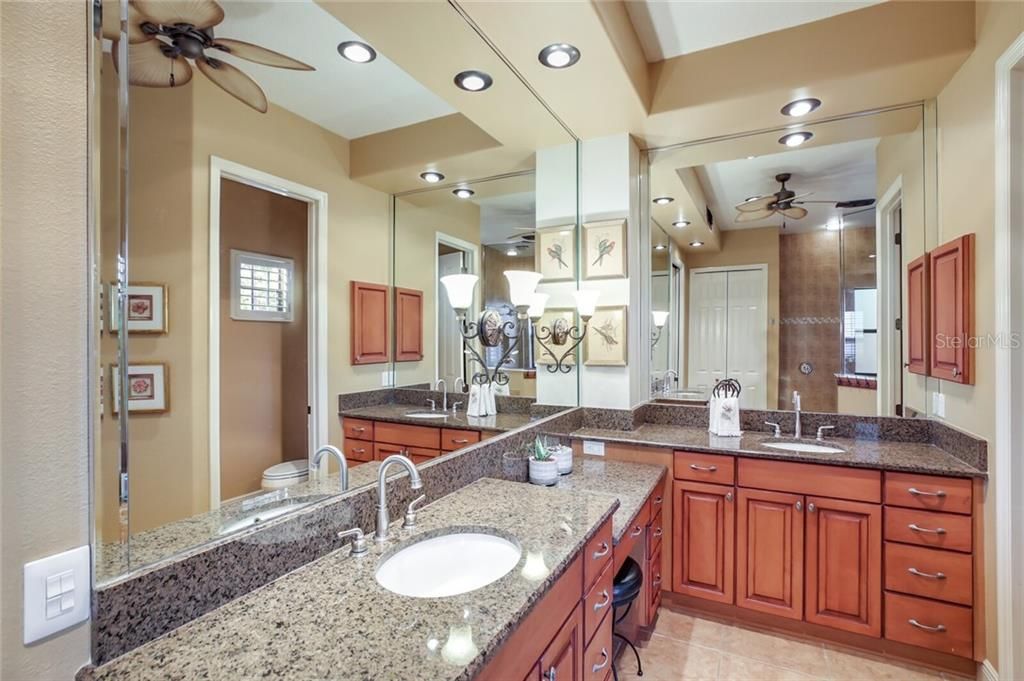 Master bath with dual vanities.