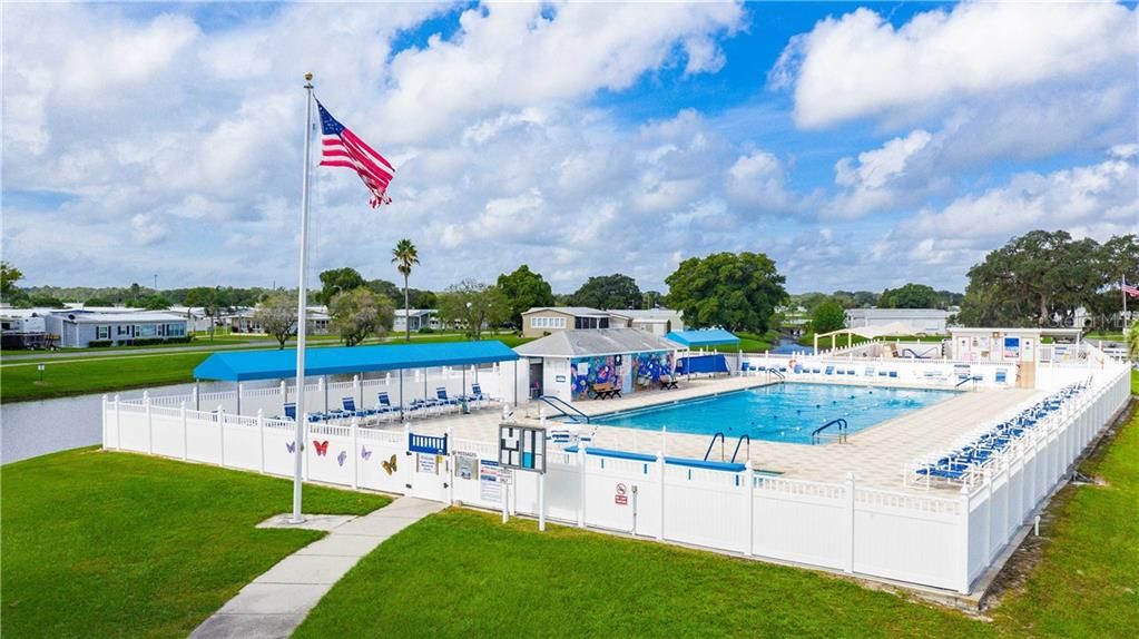 Community heated pools walking distance from home.