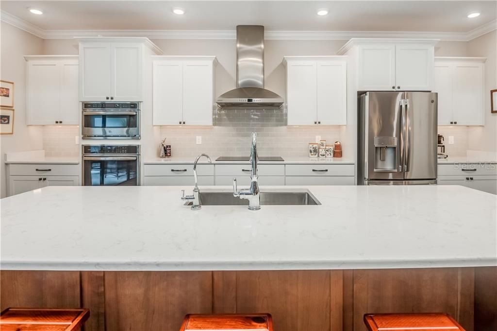 iLED lights make this kitchen bright and welcoming - so many cabinets and drawers all soft close and the lowers have roll out shelves. There is a water filtration system throughout the home also.