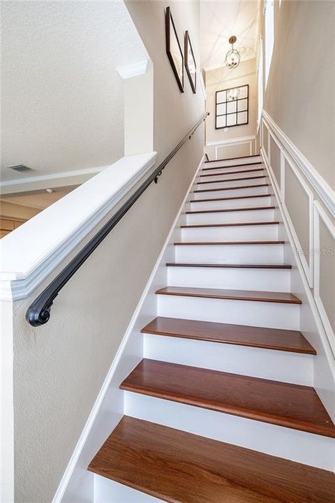 Beautiful wood staircase and lots of trim!