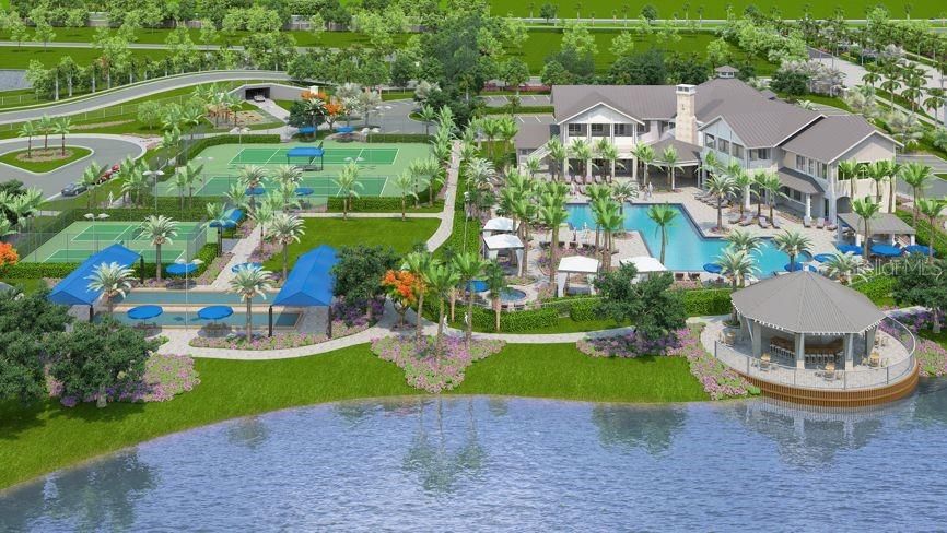 Aerial taken from Tidewater by Del Webb of Pool, Clubhouse & surrounding Community Amenities