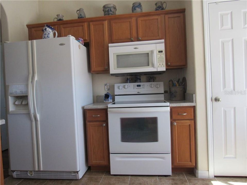 The kitchen has counter area everywhere you need it.