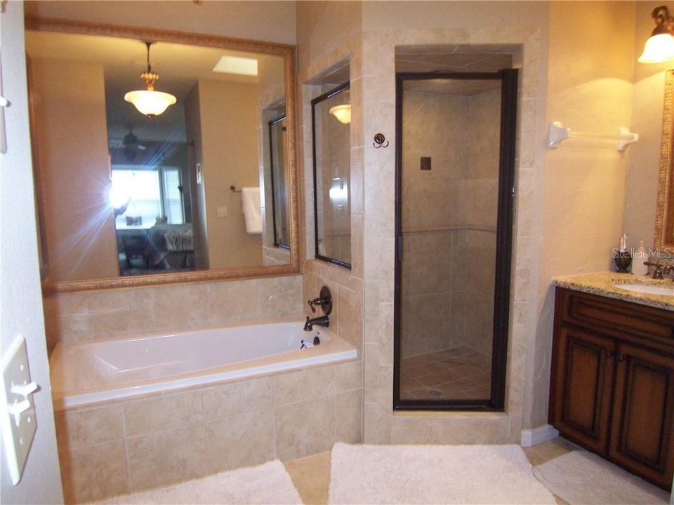 MASTER BATH right side with Jetted Tub - separate walk in shower - dual vanities plus private commode/bidet.