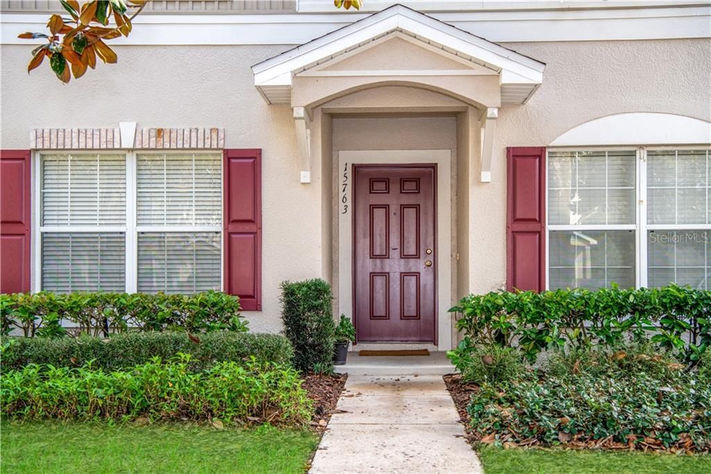 Front view of townhome