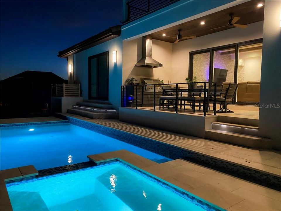 Pool and Patio at night
