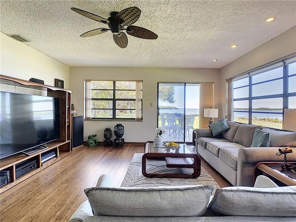 living room with view of Tampa Bay
