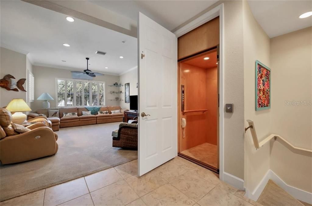 Elevator inside the home goes from garage to every floor