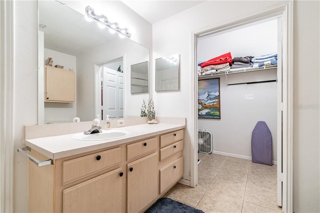 Full bathroom with large master closet.  Access from the living area and the bedroom.
