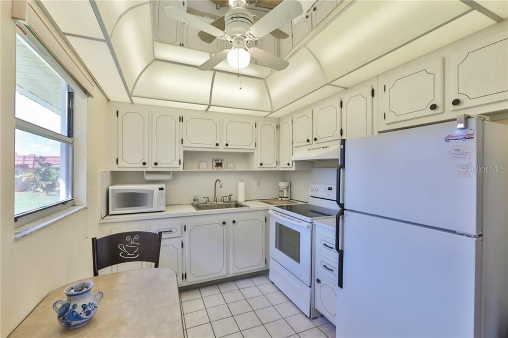 Lots of cabinets and storage.  There is even room for an eat-in dining area in the kitchen.