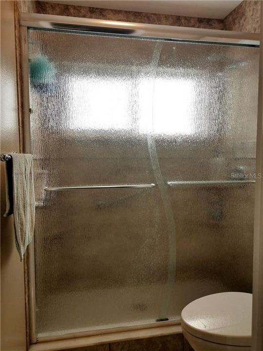 Unique glass shower doors.