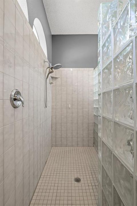 Large shower with lots of natural light...