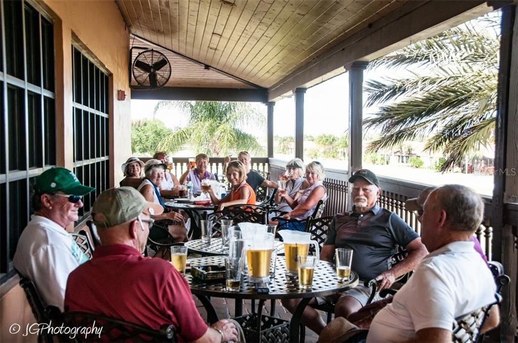 The wraparound porch of the Eagles Nest is a great place to enjoy a post round beverage.