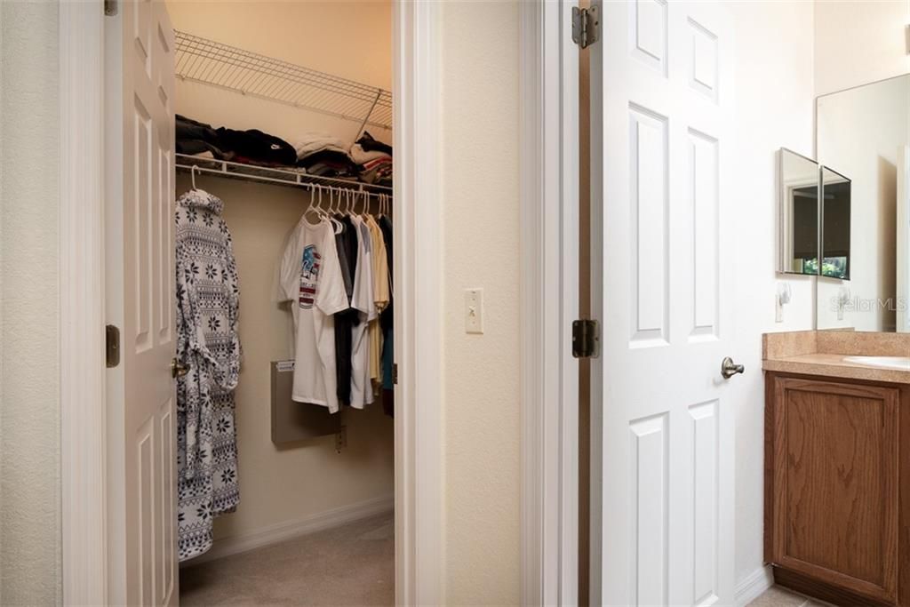 The large walk-in closet in the master bedroom.