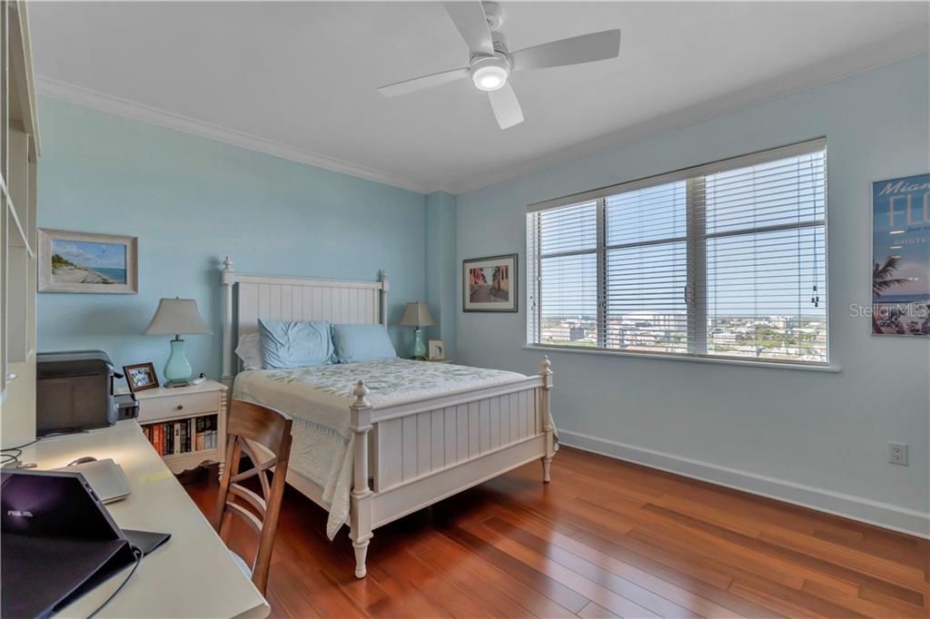 Second large bedroom with wonderful floors, city views