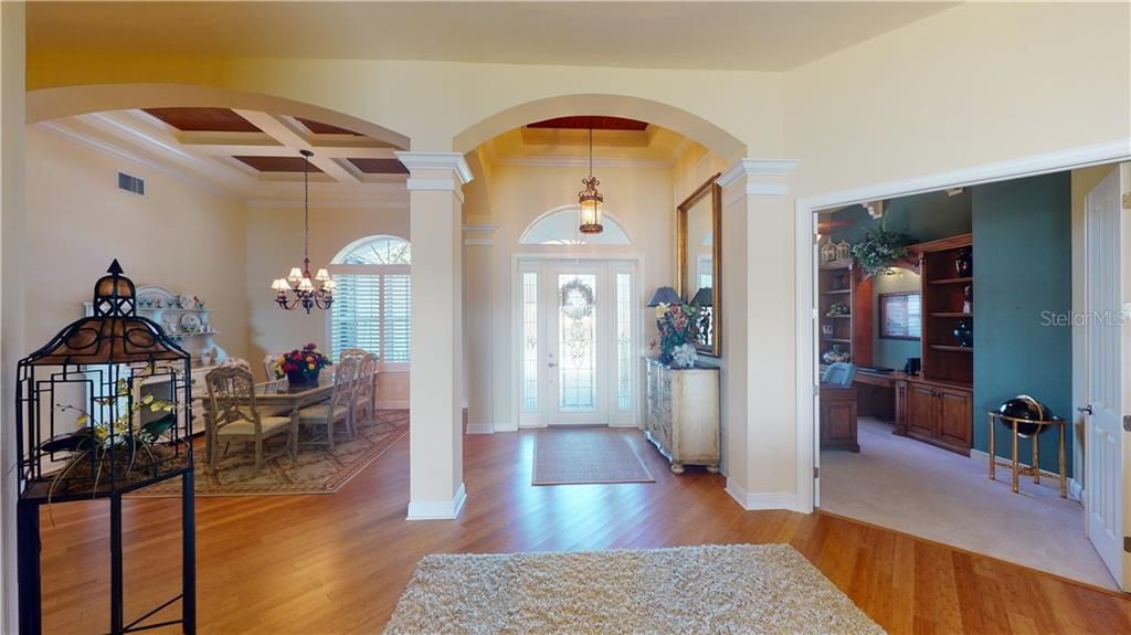 foyer, dinining room and office