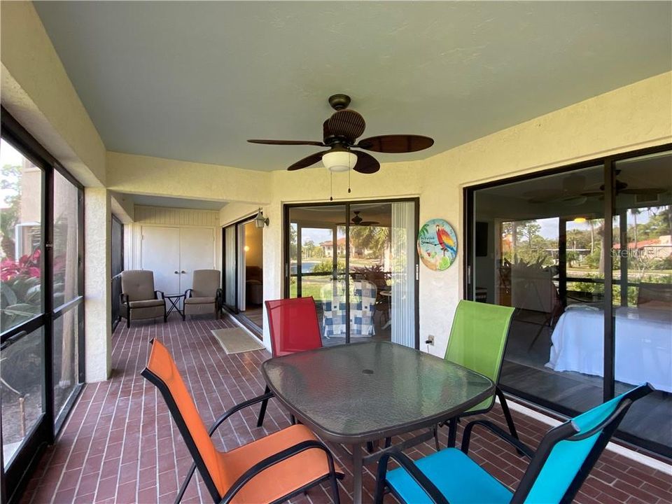 Large extended lanai with lounge area and dinning area!