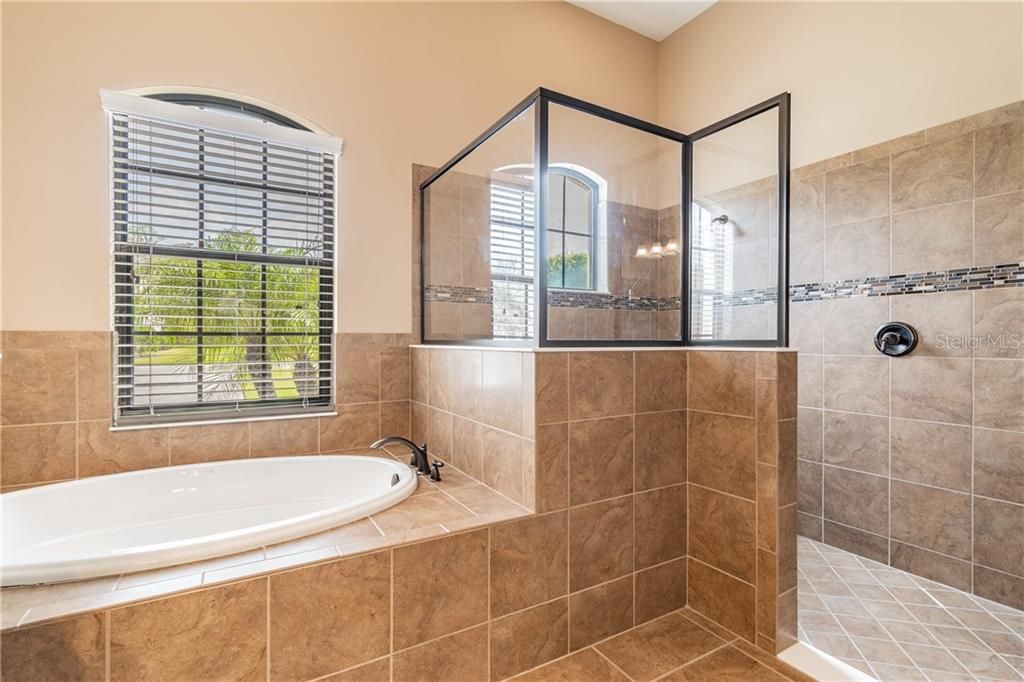 Soaking Tub and Large Shower with Bench Seat