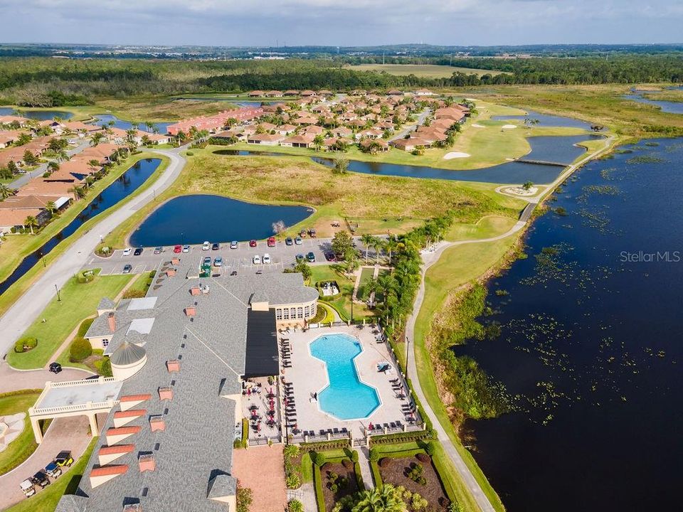 Lake Ashton Clubhouse features a fitness center, bowling alley, craft room, billiard room & card playing room, restaurant and ball room all overlooking the outdoor pool and beautiful Lake Ashton.