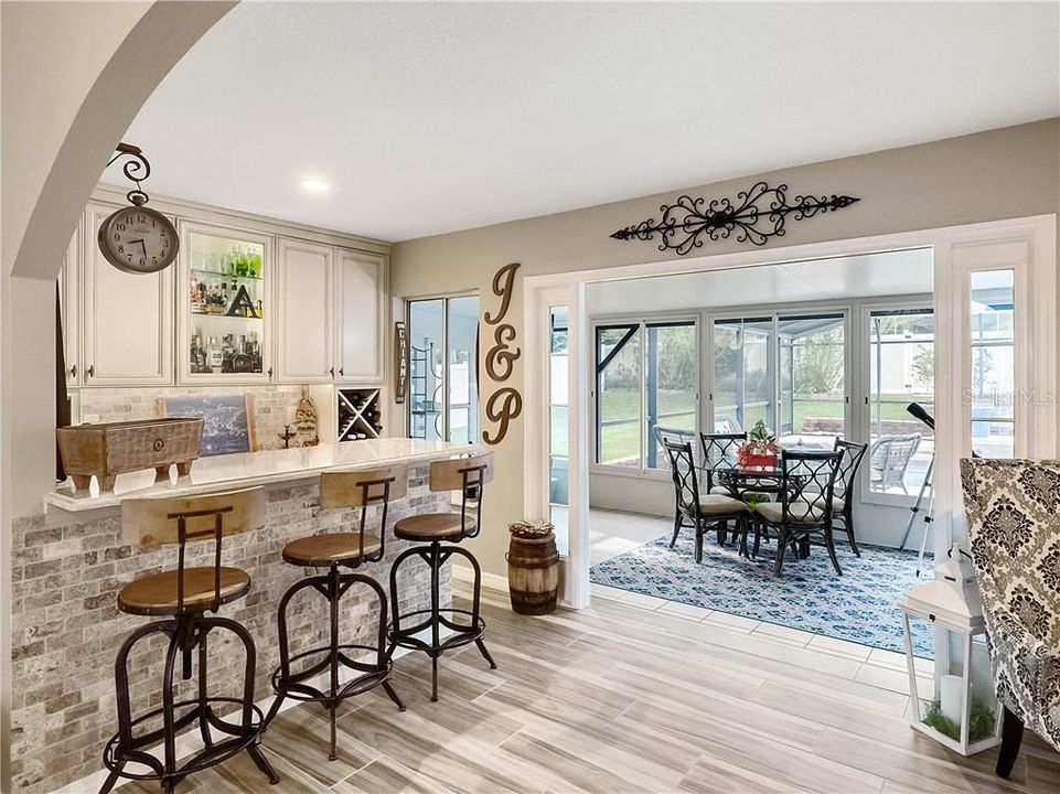 Wet bar and connecting porch