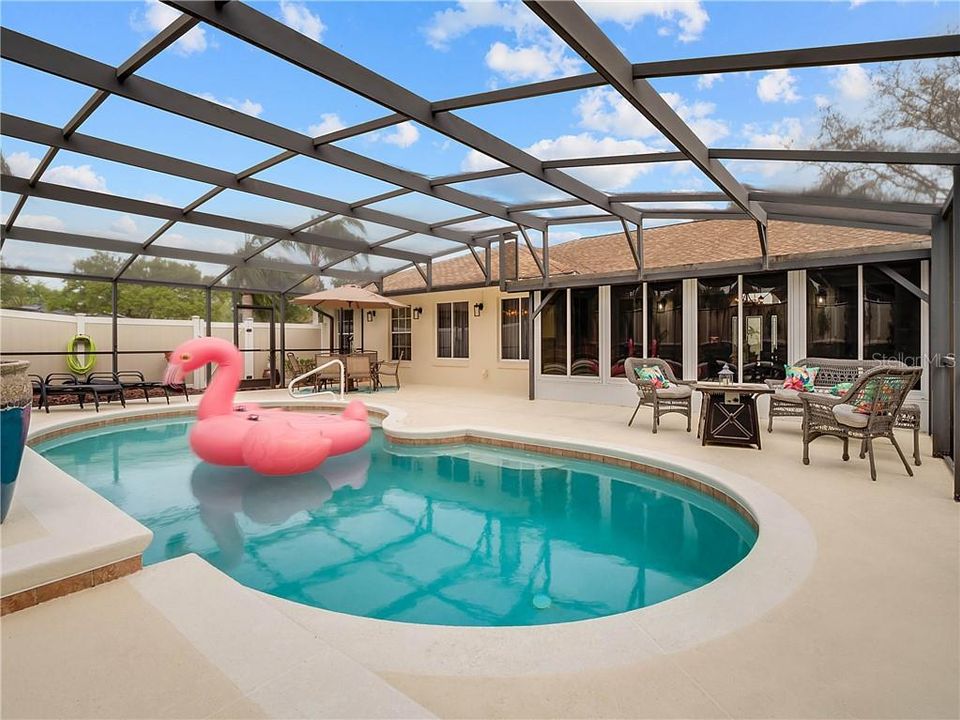 Large patio and pool area