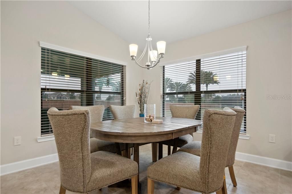 Informal dining area has a great view and is just off the kitchen.