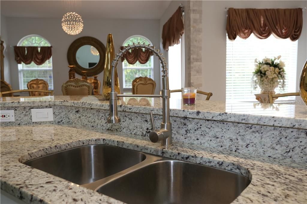 Kitchen sink with custom faucet