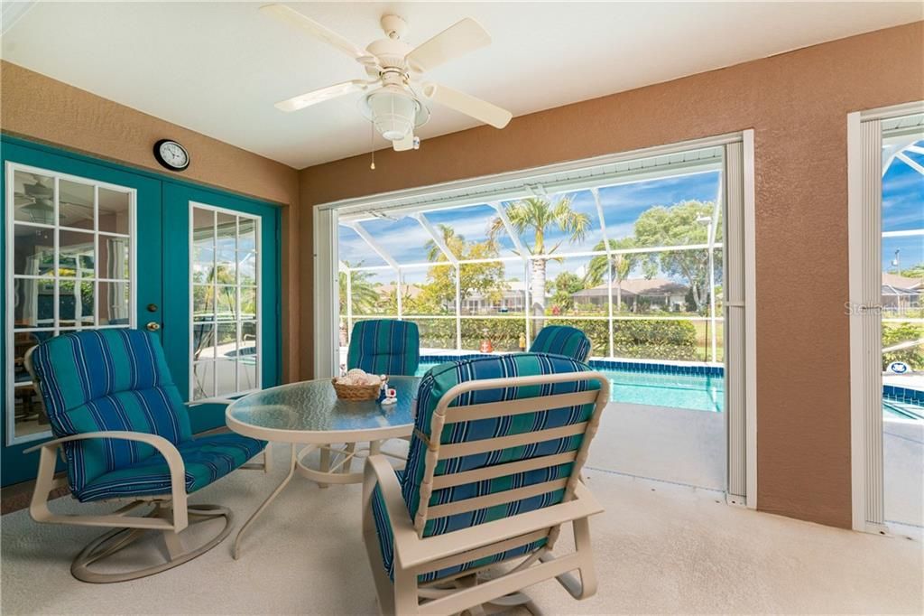 The lanai offers built-in hurricane shutters for use in the unlikely event of inclement weather.