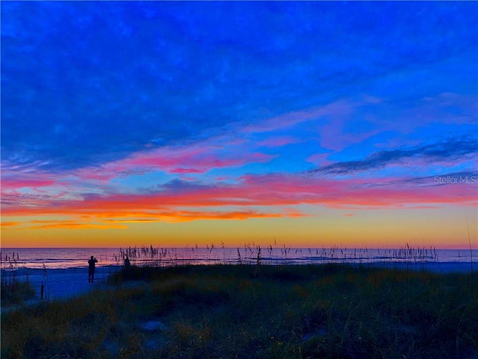 Spectacular sunsets nightly over the Gulf of Mexico.