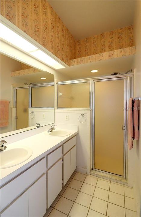 MASTER BATH WITH SHOWER ENCLOSURE AND DUAL SINK VANITY