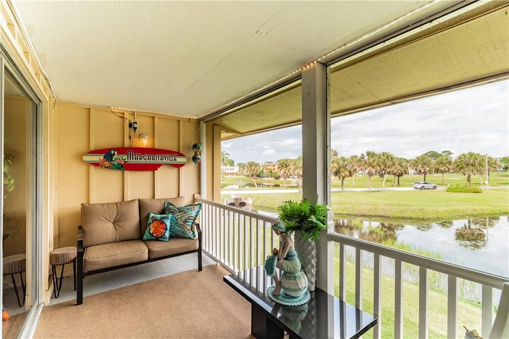 Screened-In Lanai with Pond and Golf Course View